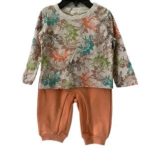 Peek Baby 2-Piece Dinos Print Cotton Top & Pants NWT
